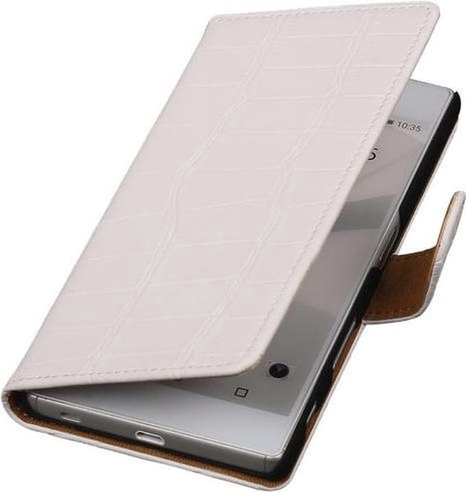Sony Xperia C5 Ultra - Croco Wit Booktype Wallet Hoesje