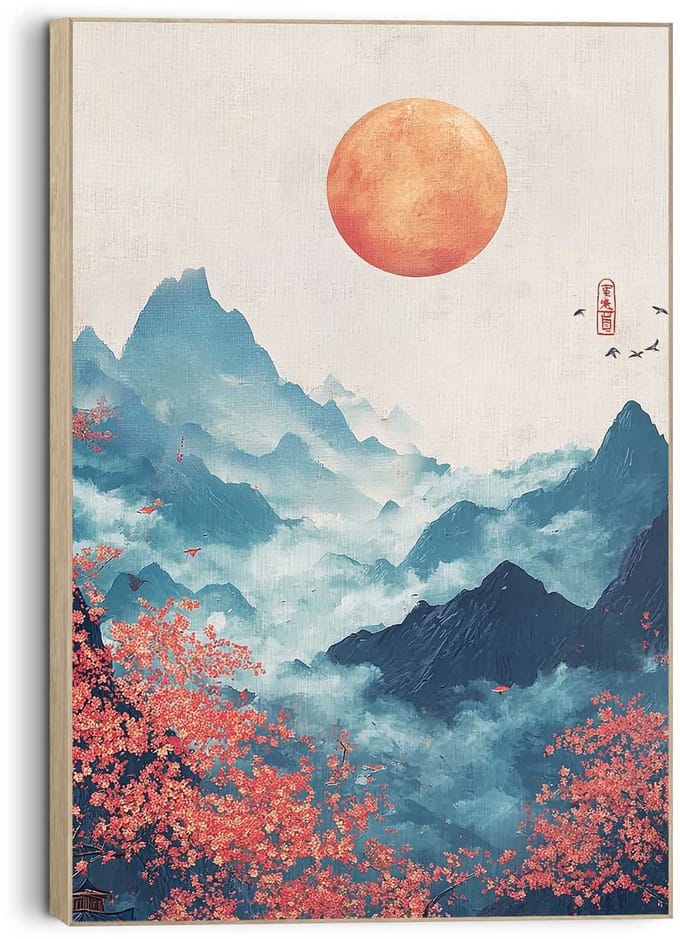 Schilderij Japans landschap - 60 x 90 - Hout - REINDERS