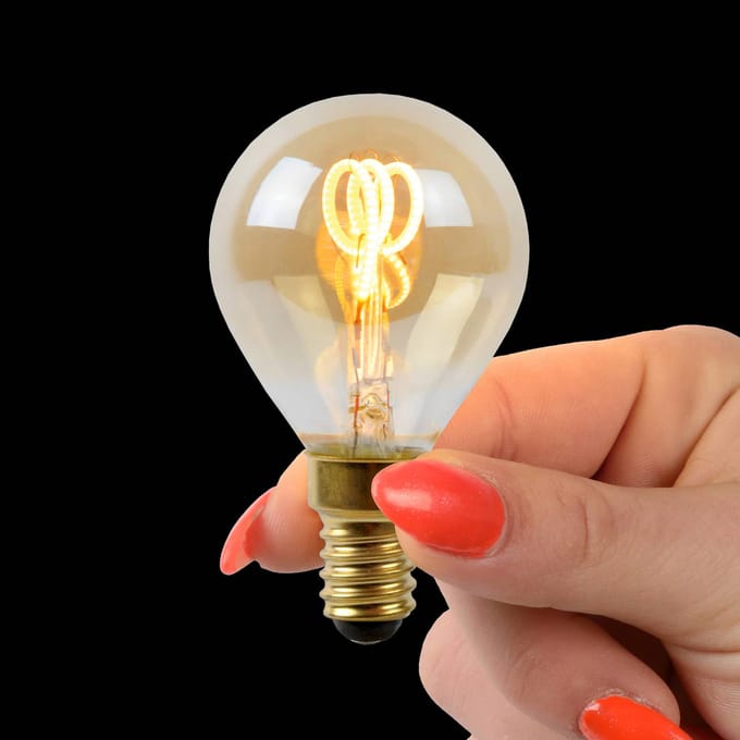 Lucide Ledfilamentlamp Peertje - Amber - D4,5cm - Dimbaar - Warm Wit - E14 - 3w