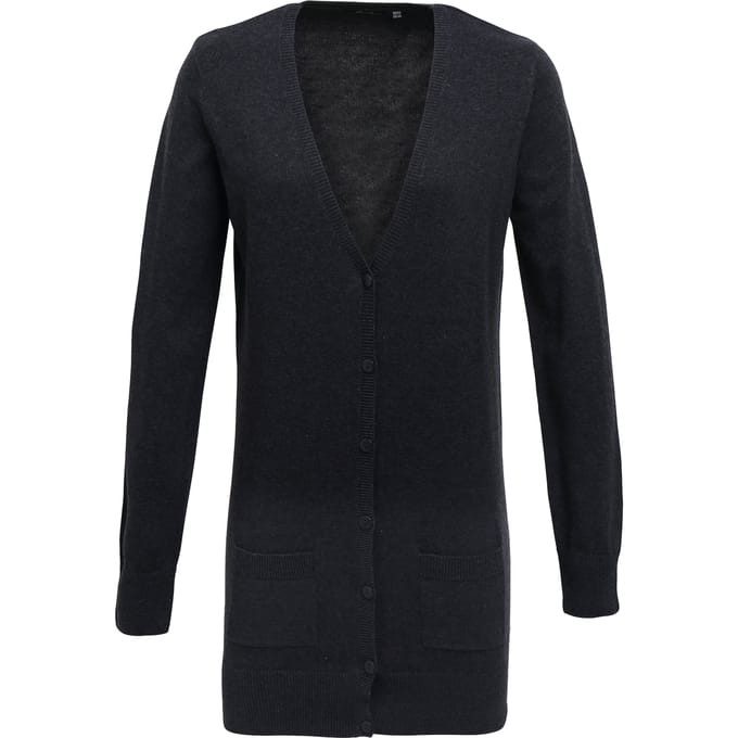 Premier Dames/Dames Longline V Hals Gebreid Vest (Houtskool)