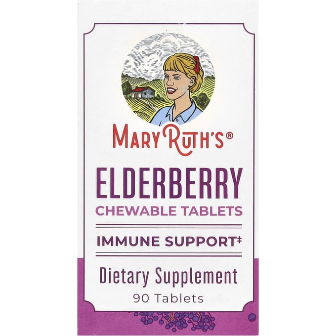 MaryRuth's, Vlierbes Kauwtabletten, 90 Tabletten