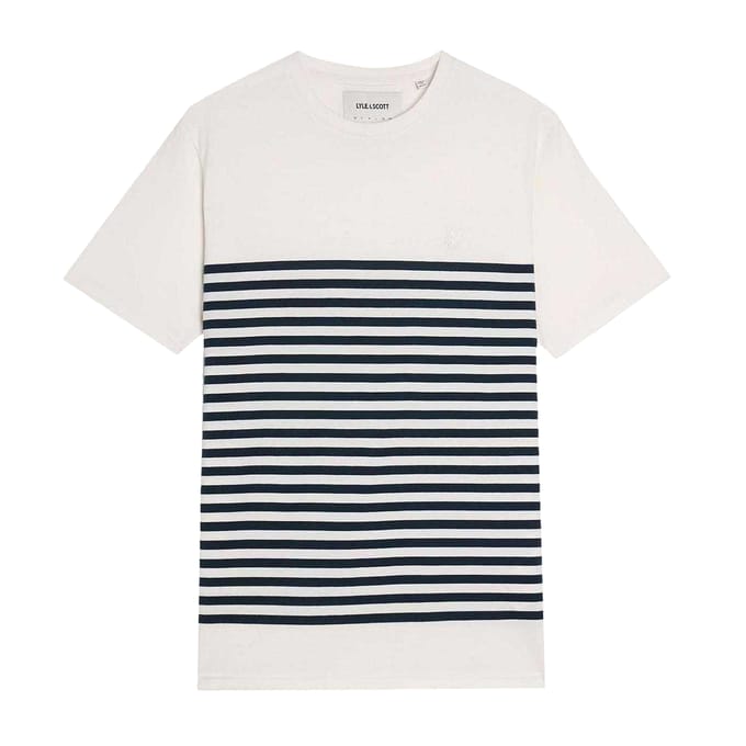 Lyle & Scott Heren-T-shirt met Bretonse strepen (Wit)