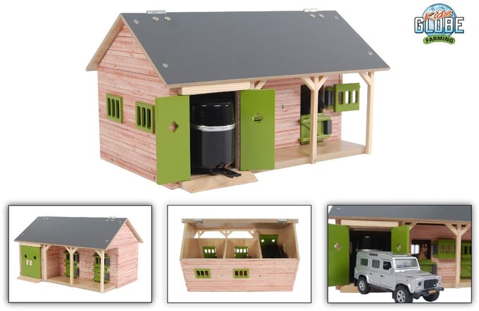 Rijspeelgoed - stal met 3 boxen en opslag Kidsglobe