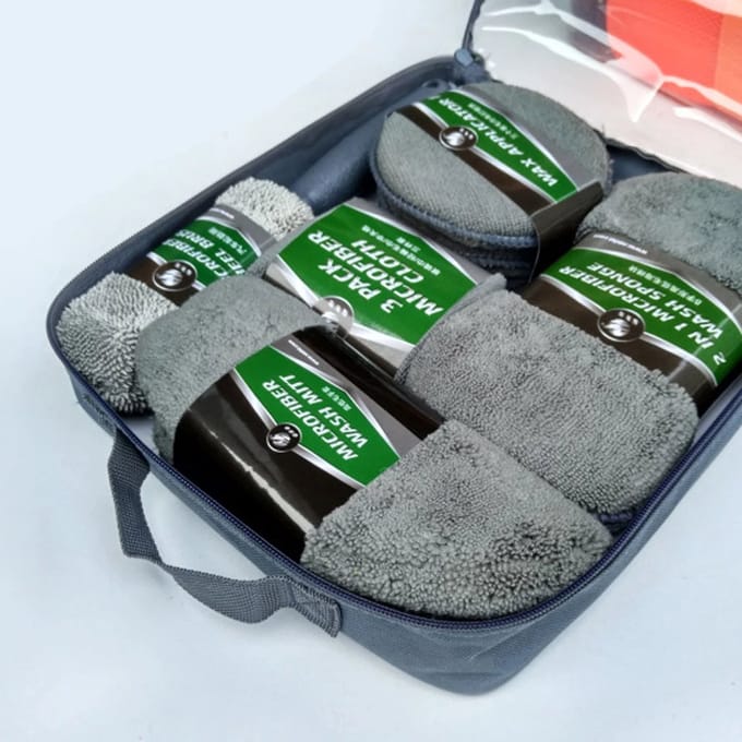 Auto Was Set - 9-delige autowas tool - microfiber - spons - Care Cleaning