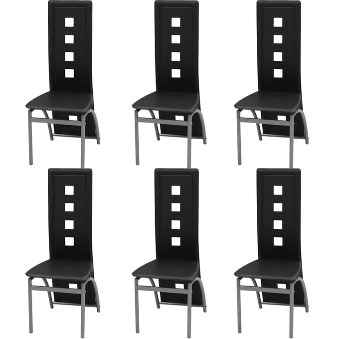 vidaXL - Eetkamerstoelen - 6 - st - kunstleer - zwart