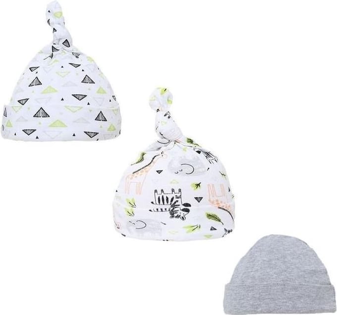 Soft Touch Babymutsjes Zebra Junior Katoen Wit/grijs 3 Stuks