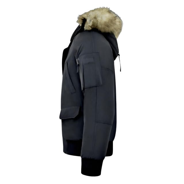 Heren Winterjassen - Gewatteerde Jassen - Korte Heren Winterjas - Met Faux Bontkraag - 8821 - Zwarte Jas
