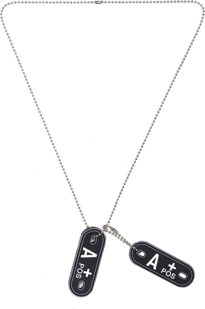 101inc Dog-tags PVC Bloedgroep A+ positief zwart