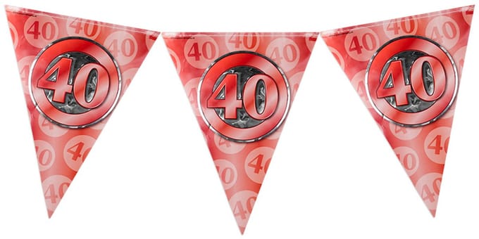Vlaggenlijn 40 jaar getrouwd | Set á 3 stuks | 10 meter | Dubbelzijdig