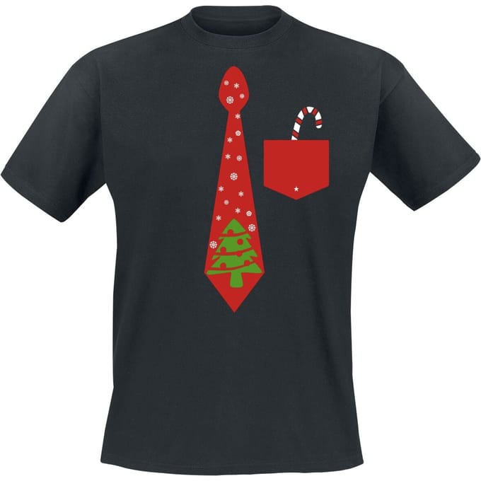 Sprüche - Fun T-shirt - Weihnachtskrawatte - L tot 3XL - voor Mannen - zwart