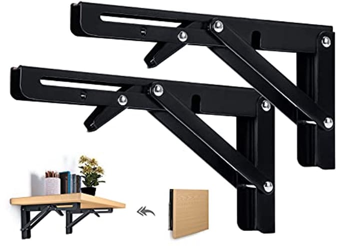 Inklapbare plankdragers - 2 stuks, zware belasting, ruimtebesparend, zwart, tot 80 kg