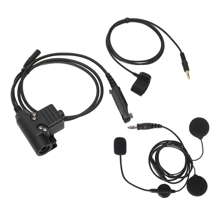 Motorhelm Headset Microfoon Kit met Adapter Walkie Talkie Helm Oortje voor Baofeng UV 9R PLUS black