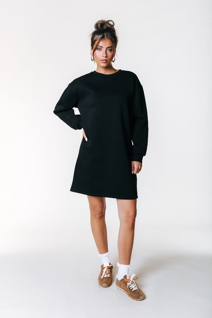 Colourful Rebel - CR Embro Sleeve Sweat Dress - Dames - Jurken