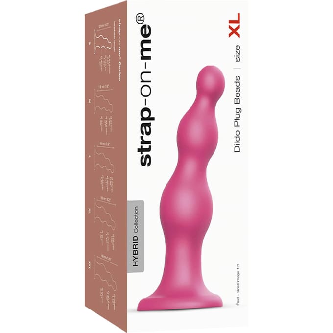 Strap-On-Me - Dildo Plug Beads - Metallic Roze XL