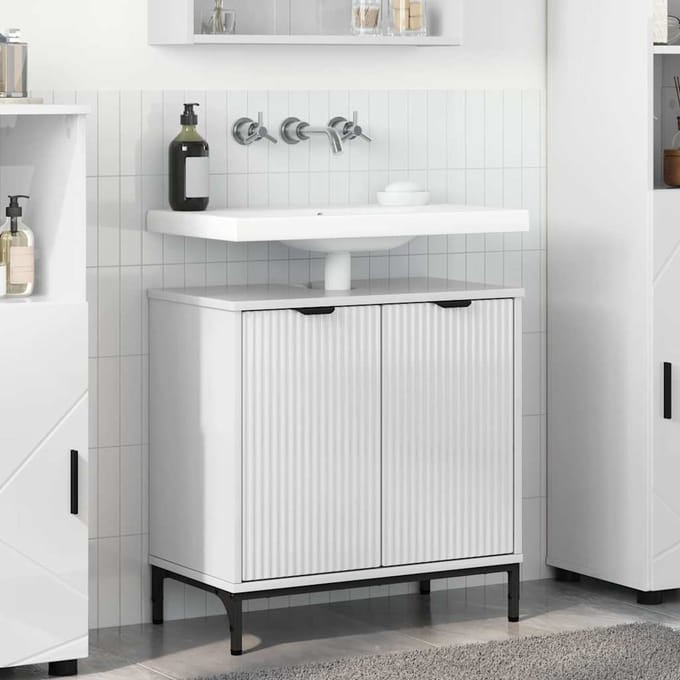 vidaXL - Wastafel - kabinet - voor - de - badkamer - Hoogglans - wit
