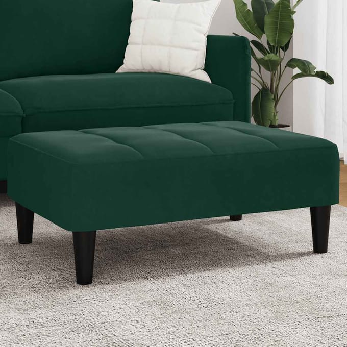 vidaXL - Voetenbank - 77x55x31 - cm - fluweel - donkergroen