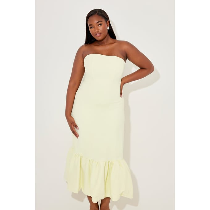 Odd Muse Strapless Peplum Midi Dress Lime Cream Größe: M | Midikleider Outlet | Damen | Grün