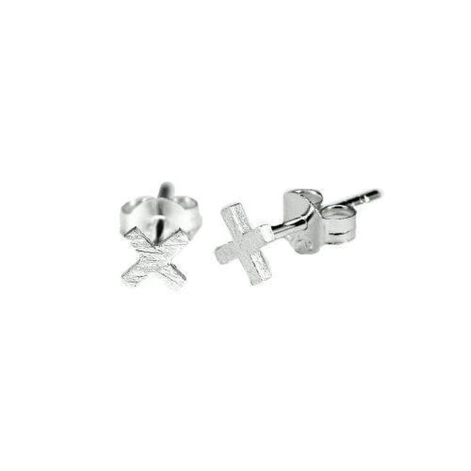 Matte Zilver Kruis Oorknopjes