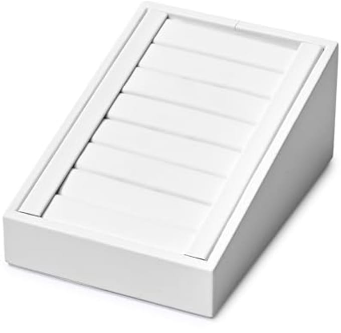 Ringstandaard van PU-leer - sieraden organizer en ringhouder voor beurzen (wit)