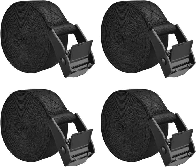 Verstelbare Lashing Straps 4 Pack 4m x 25mm - Zware Kwaliteit voor Vrachtwagen, Motor en Bagage