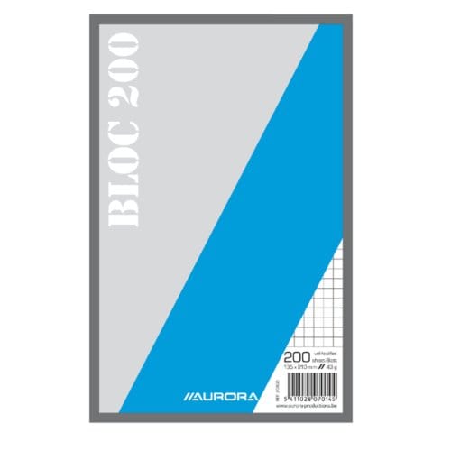 Kladblok Aurora 135x210mm ruit 5X5mm 200 vel 45gr