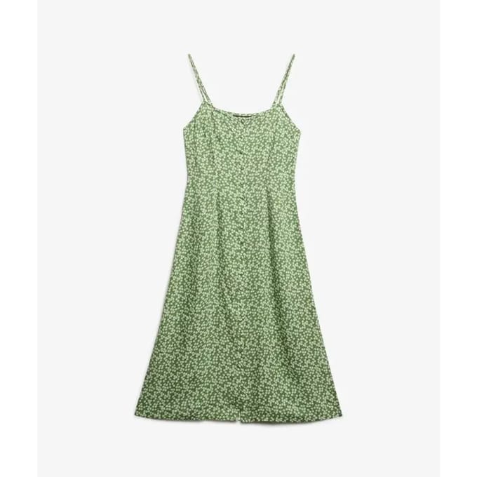 Superdry Lace Jersey Lange Jurk Zonder Mouwen Groen S Vrouw