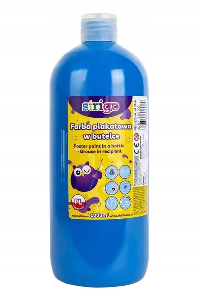 Strigo Plakkaatverf Lichtblauw 1000 ml - Hoge kwaliteit