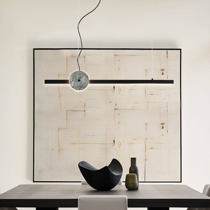 Viokef LED hanglamp Anais, zwart/groen, lengte 100 cm, kunststeen