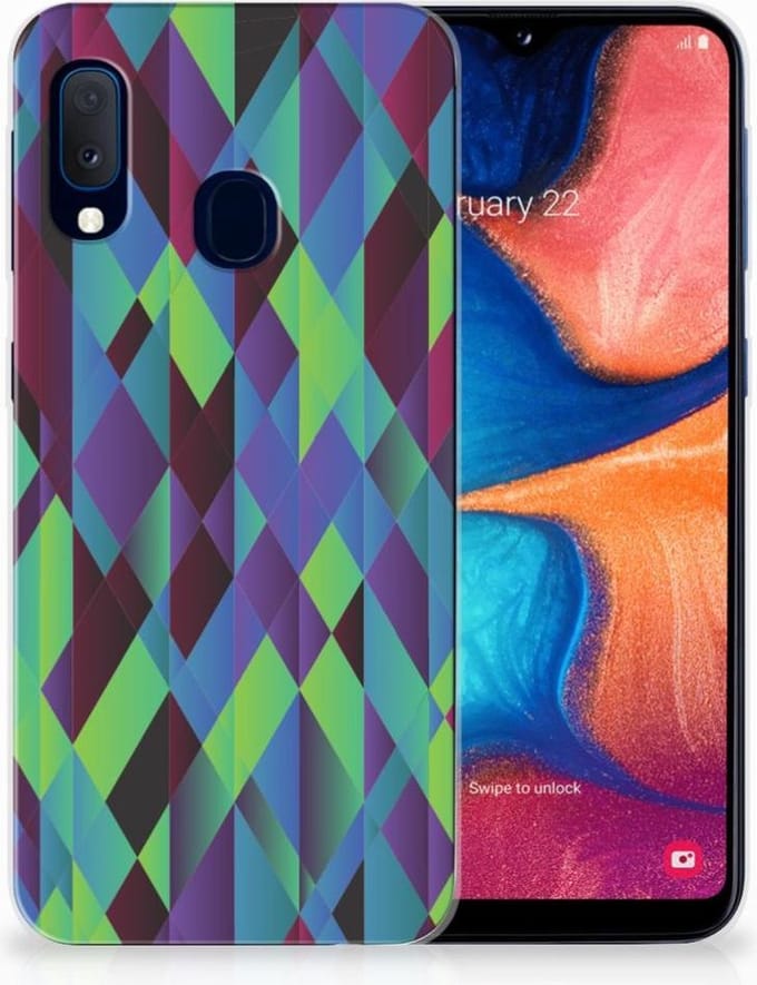 Samsung Galaxy A20e TPU Hoesje Abstract Green Blue