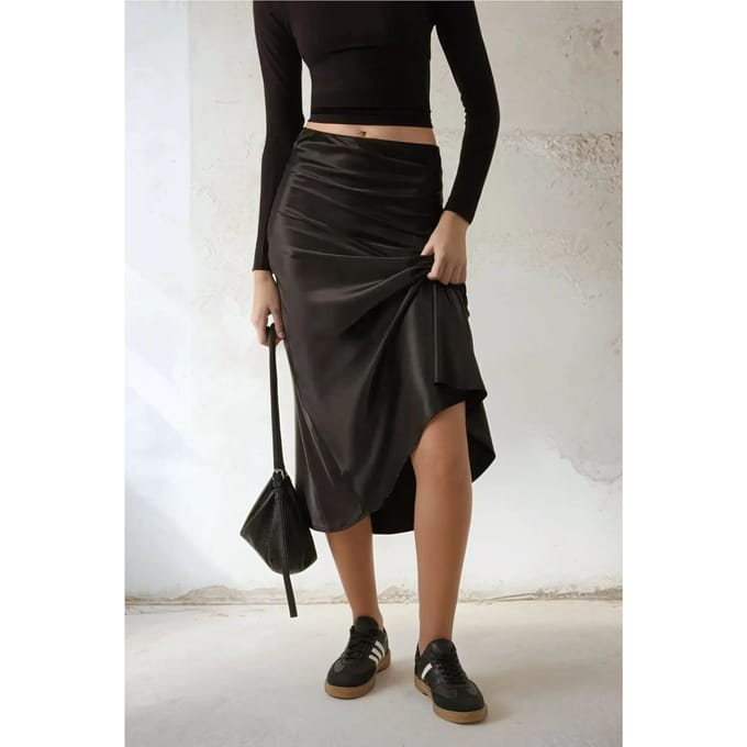 Hoge Taille Satijnen Midi Rok