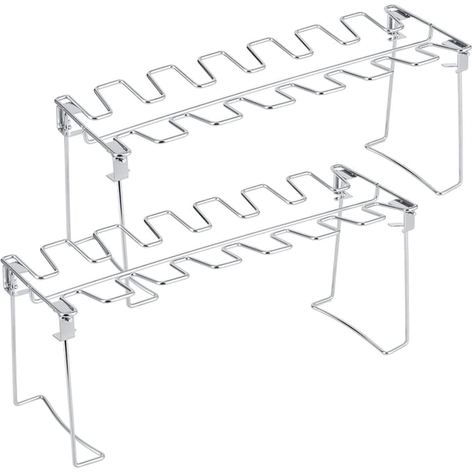 2 stuks Roestvrij Staal Kipvleugel Poot Grillrek Opvouwbaar Barbecue Oven Braadstandaard white