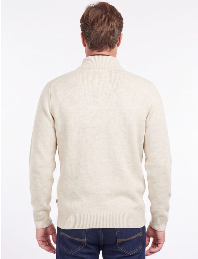 Barbour Mocker Trui Merinowol Lichtbeige - Maat L - Heren - Quarter zip