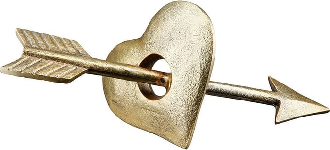 Gilde handwerk - Sculptuur - Beeld - Liefde - Hart - Cupido - Metaal - Goud - 25.5cm