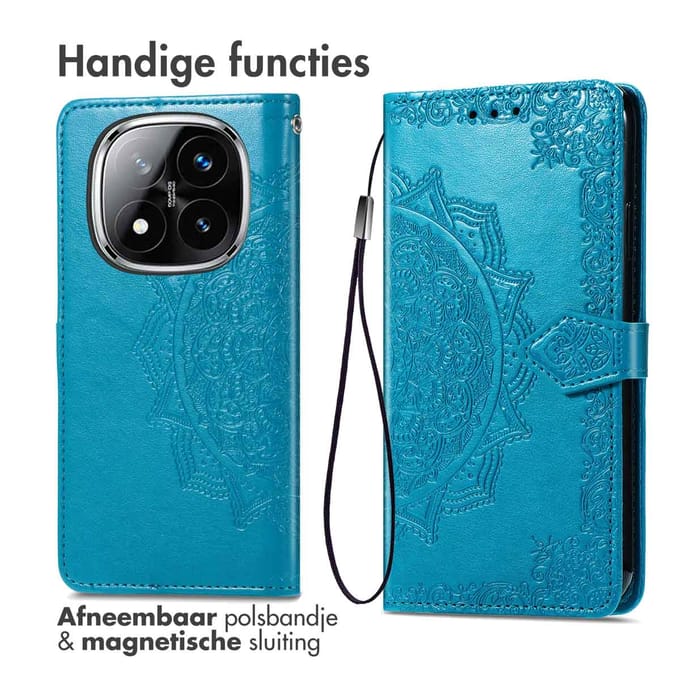 imoshion Hoesje - Geschikt voor Xiaomi Redmi Note 14 Pro 5G - Mandala Bookcase - Turquoise