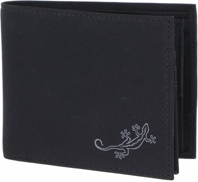 oxmox portemonnee New Cryptan RFID Protect Querscheinbörse Lizard 2.0 Print Grey Black zwart