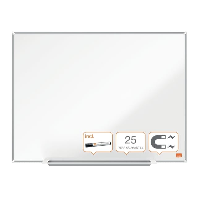 Nobo Impression Pro Magnetisch Whiteboard Emaille Met Pennengoot - Inclusief Nobo Whiteboard Marker - 600x450mm - Wit