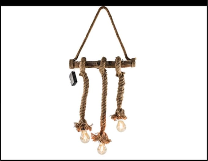 Hangdecoratie hout/touw met led