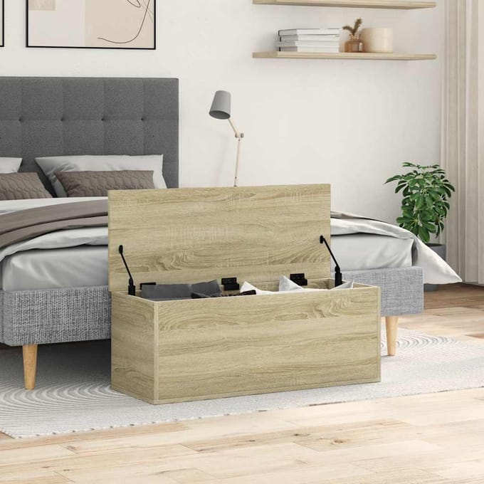 vidaXL - Opbergbox - 90x35x35 - cm - bewerkt - hout - sonoma - eikenkleurig