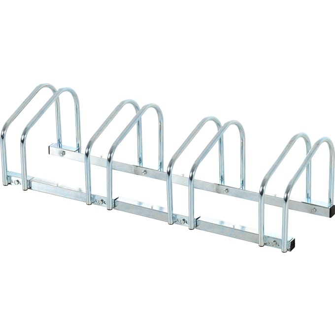 Homcom Parking Voor 4 Fietsen Stalen Beugel 110X33X27 Cm Zilver Silver
