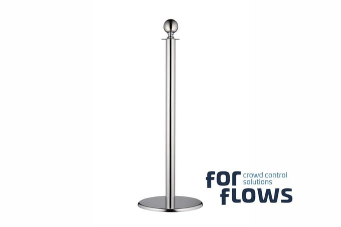 ForFlows Gala afzetpaal voor rode loper - Chroom - Ronde kop