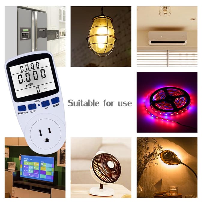 LCD-scherm Elektriciteitsverbruik Energiemeter Stopcontact Energie Watt Volt Ampère Wattage KWH Verbruik With Backlight-EU Plug