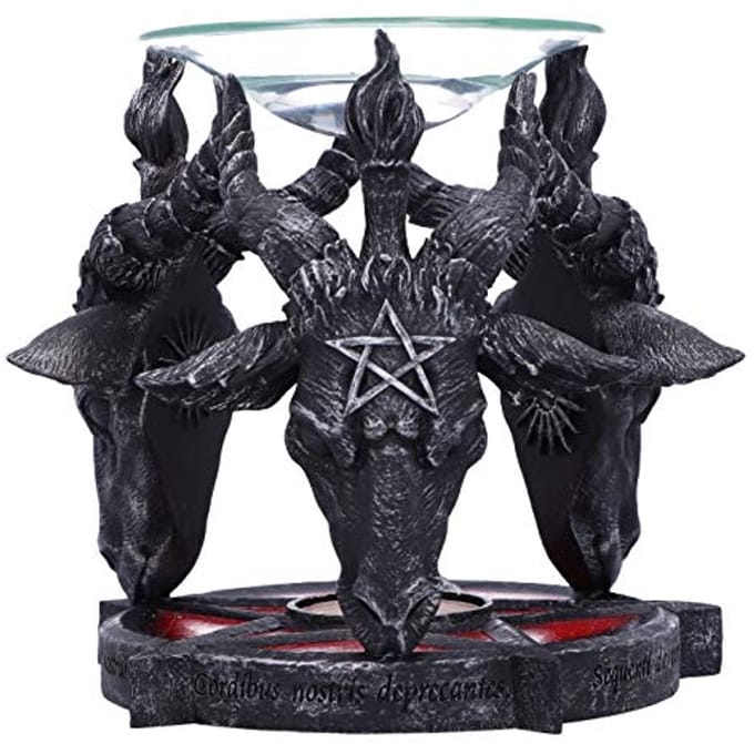 Occult Baphomet Hoofd Oliebrander - 13.5cm Zwart