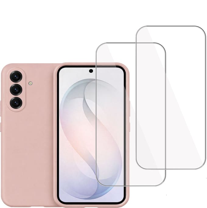 Technow hoesje + 2x Screenprotector geschikt voor Samsung Galaxy S26 Plus – Tempered Glass - Liquid Back Case - Cover - Roze