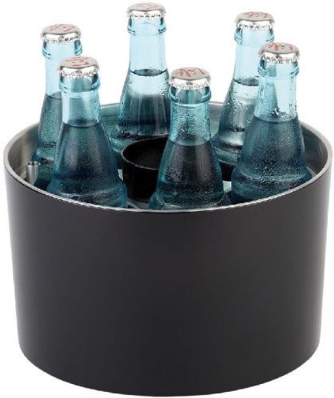 Flessenkoeler, met opener en bakje, zwart, Ø23cm