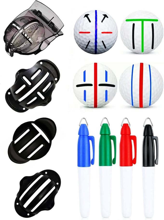 8-Pack Golfbal Markers en Lijn Stencils voor Verbeterde Uitlijning