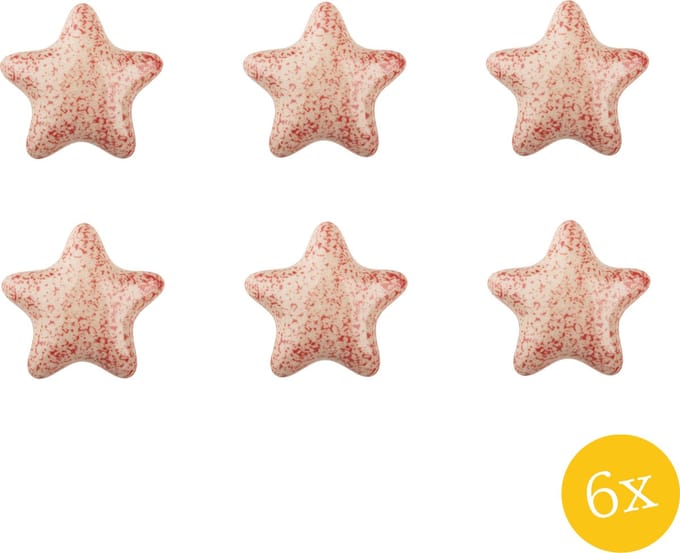 Clayre & Eef Deurknop set van 6 stuks 4 cm Rood Keramiek Meubelknop