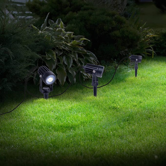 Näve LED-prikspot op zonne-energie SPOTI, zwart, set van 3, IP44
