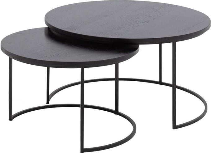 Goossens Iras Salontafel - Hout - 75 x 45 x 75 cm - Rond - zwart