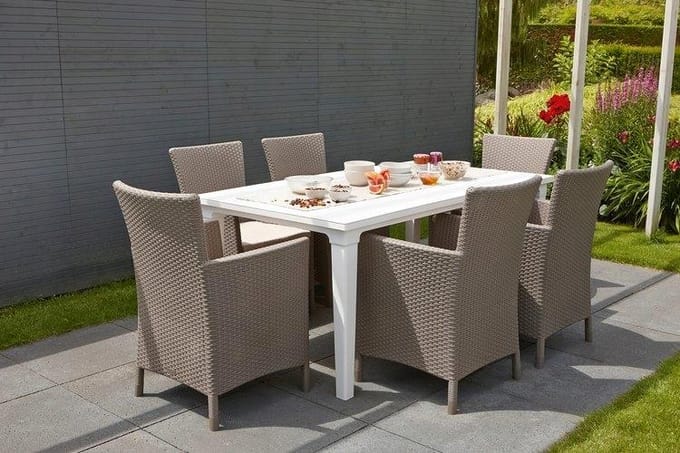 Tuinstoel Stoel voor Balkon Terras Comfortabel Allibert + Kussen Beige beige