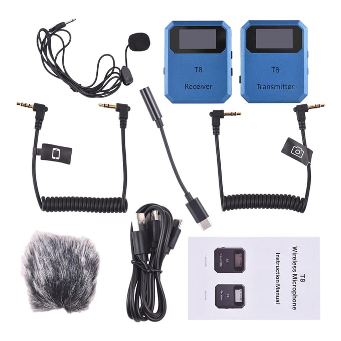 2.4G Draadloos Microfoonsysteem Lavalier Microfoon Zender Ontvanger Ingebouwde Ruisreductie zwart